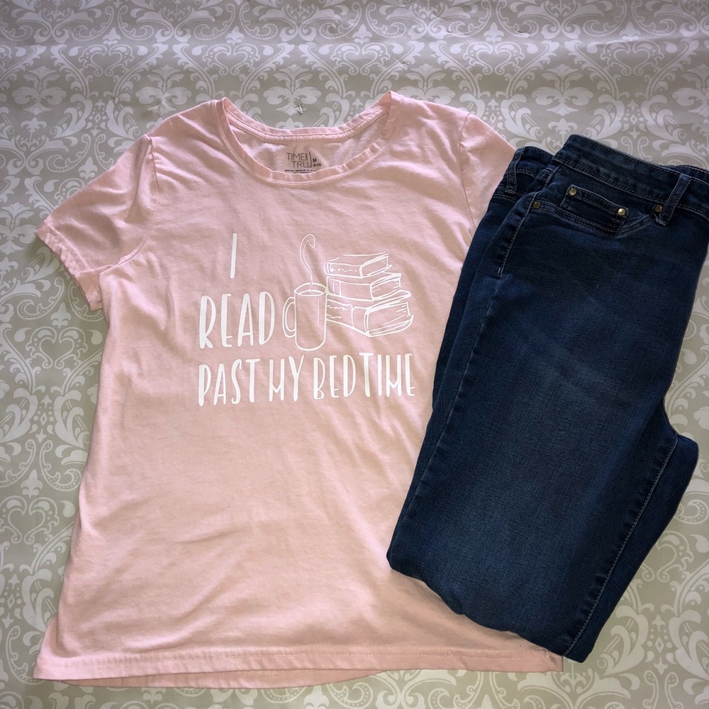 New Hand Embellished I Read Past My Bedtime Shirt